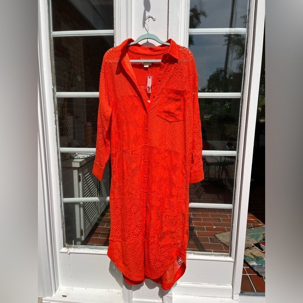 Anthropologie Maeve Embroidered Collared Shirt Dress NWT